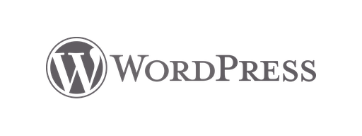Logo de WordPress en gris, tecnología utilizada por Especie Creativa en Córdoba