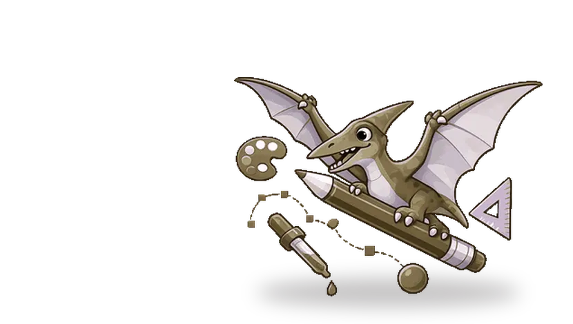 Pterodáctilo resolviendo dudas sobre imagen corporativa y diseño gráfico