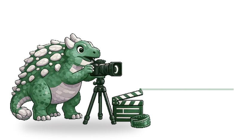 Estegosaurio recorriendo las cuatro fases del proceso de fotografía y vídeo