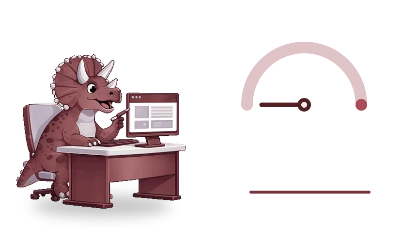 Triceratops revisando los resultados de diseño web