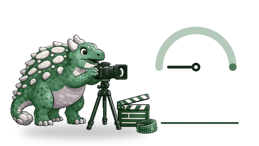 Estegosaurio revisando los resultados de fotografía y vídeo
