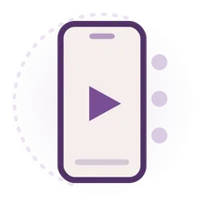 Icono animado de reels y vídeo corto en redes sociales